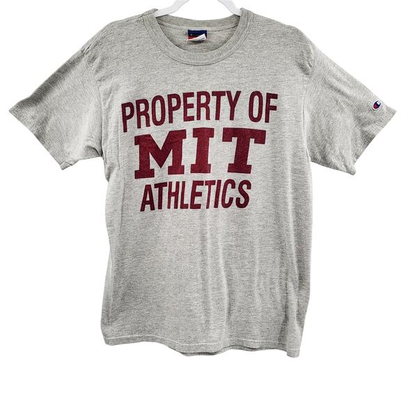 Property of MIT Athletics Gray Maroon T-Shirt Champion Authentic Athletic Size M - Picture 1 of 8